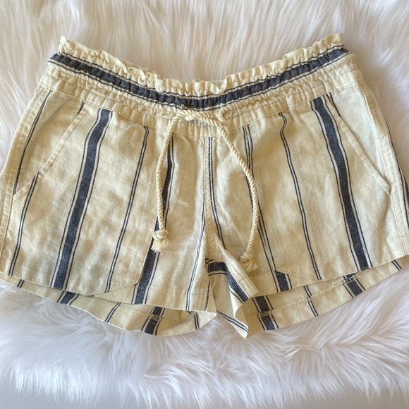 Roxy Pants - Roxy Shorts Off White Blue Beach Striped XS